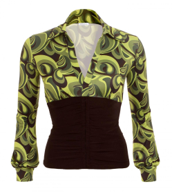 Green Retro Print Corset Top